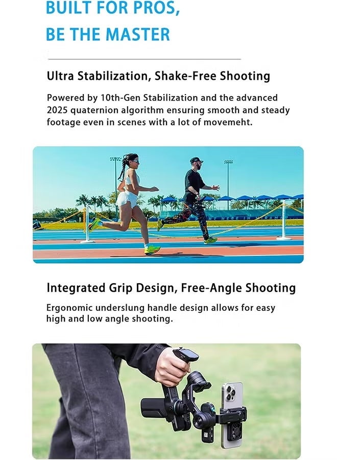FeiyuTech SCORP Mini 3 Gimbal Stabilizer for Smartphone, Built-in AI Tracking Module & Cooling Fan, 2KG Payload 3-Axis Phone Gimbal with Integrated Grip Design, Gimbal Stabilizer for iPhone & Android - Image 4